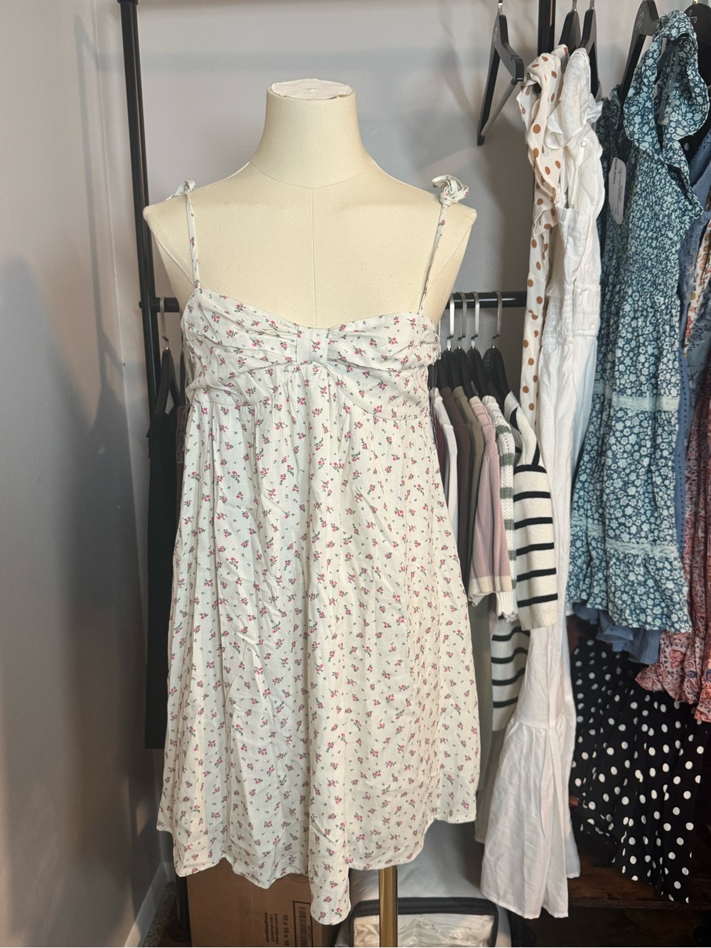 HYFVE White Dress with Pink Floral Print